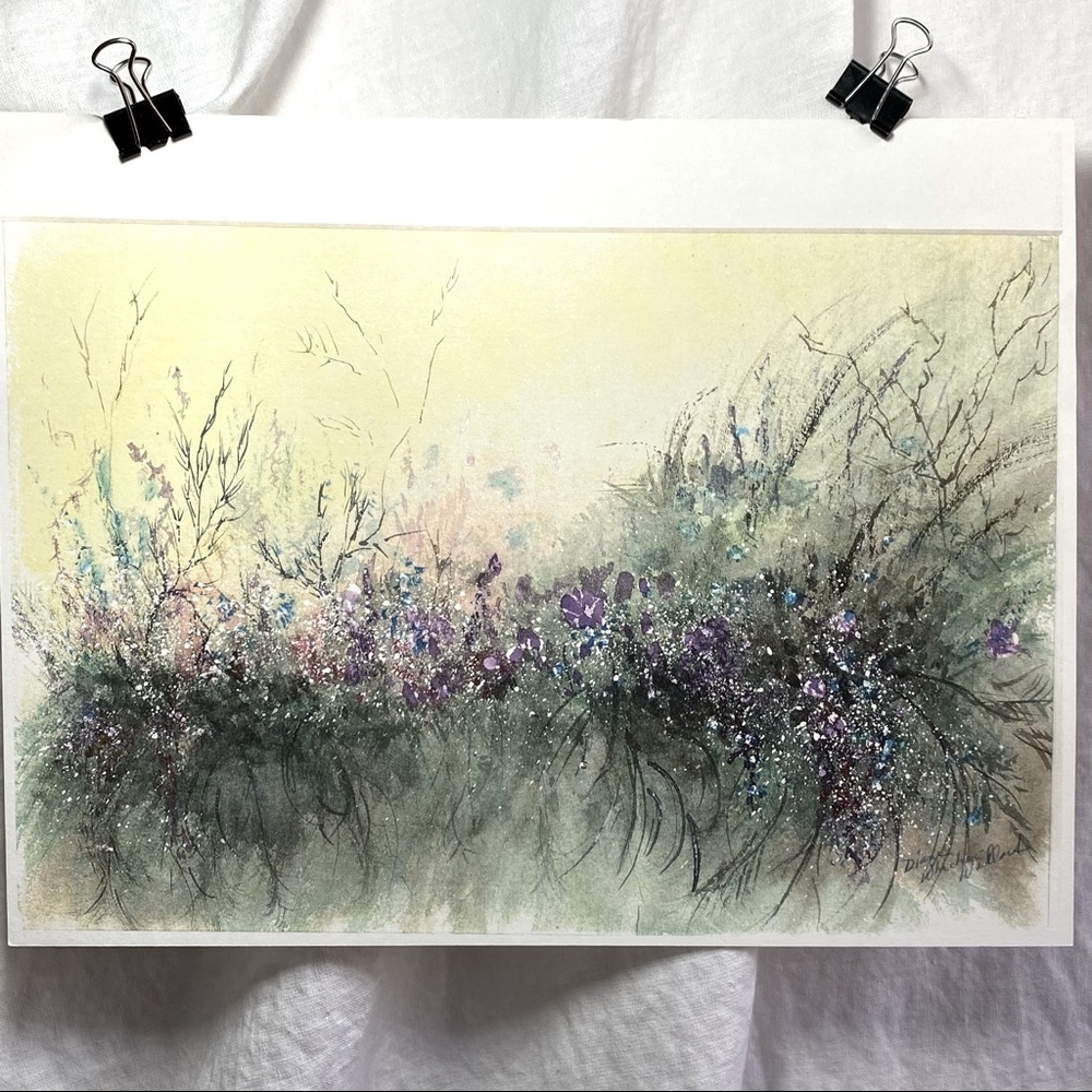 PRINT OF AN ORIGINAL WATERCOLOR FLORAL COPY ON MEDIUM STOCK PAPER LIMITED SIGNED - Picture 3 of 4
